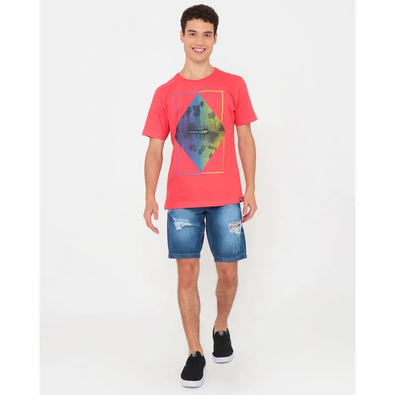 Bermuda Jeans Masculina Destroyed Azul 44