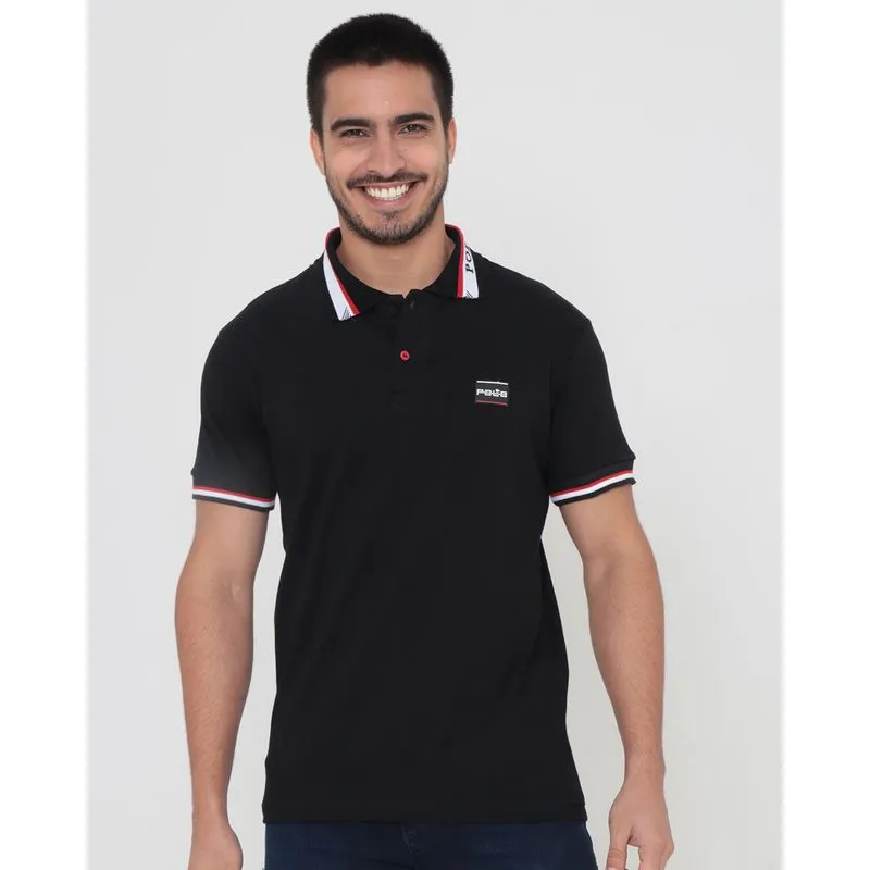 Polo Masculina Lisa Jacquard Preta GG