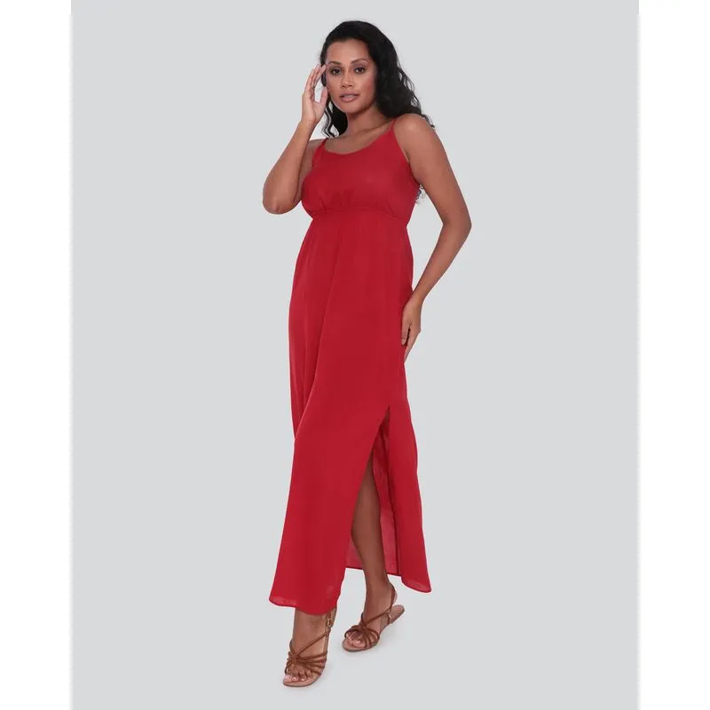 Vestido Feminino Longo Viscose Vermelho P