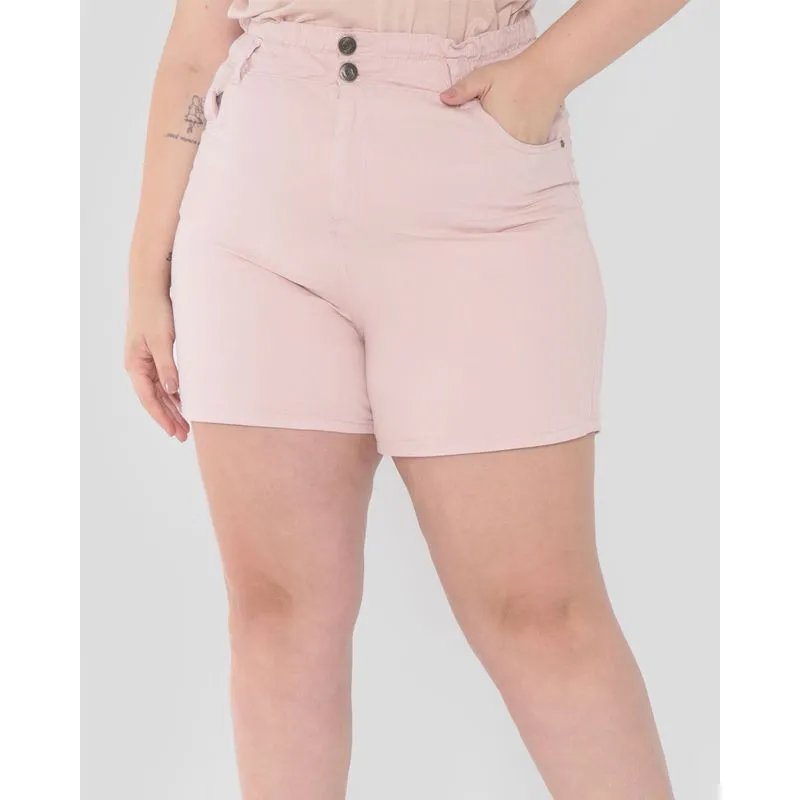 Short Plus Size Feminino Sarja Clochard Rosa Claro 52