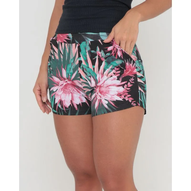 Short Feminino Estampa Floral Preto GG