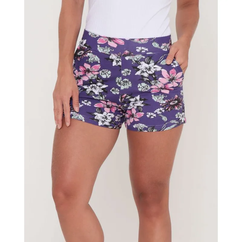 Short Feminino Estampa Floral Lilás P