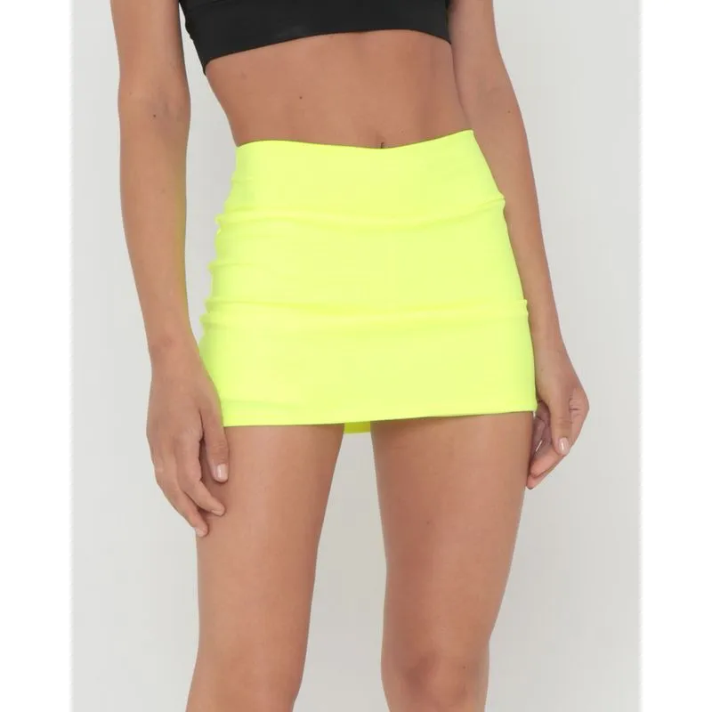 Short Saia Fitness Liso Neon Amarelo M
