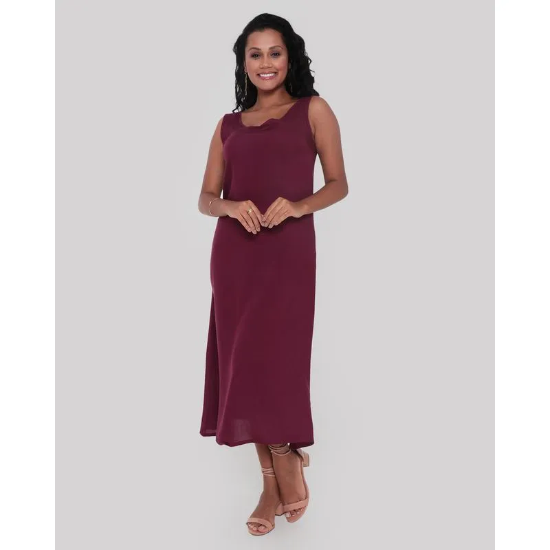Vestido Feminino Midi Viscose Roxo G