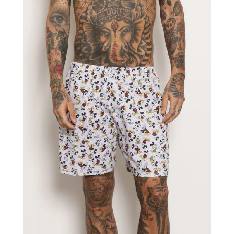 Samba Canção Masculina Estampa Mickey Mouse Disney Cinza GG