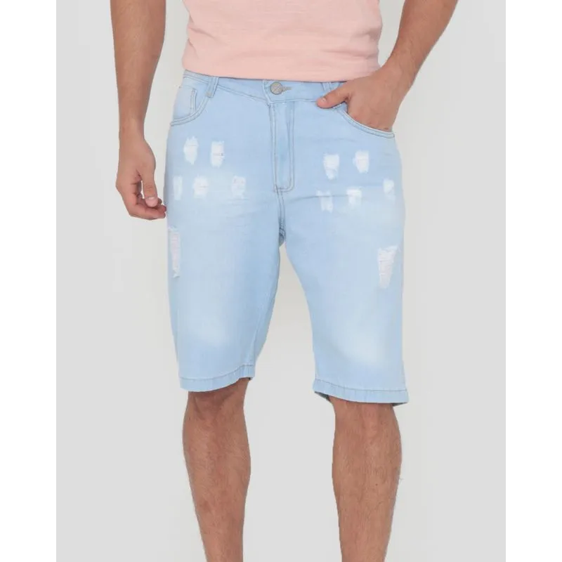 Bermuda Jeans Masculina Azul Claro 42