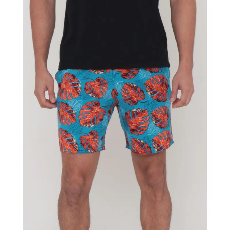 Short Masculino Estampa Folhas Azul M