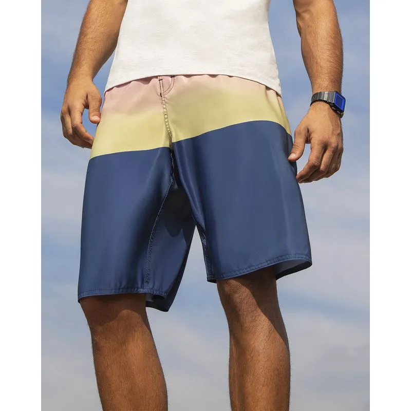 Bermuda Surf Masculina Neoprene Listras Amarelo Claro 42