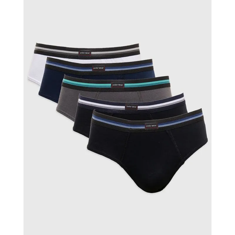 Kit 5 Cuecas Slip Masculinas Cores Sortidas G