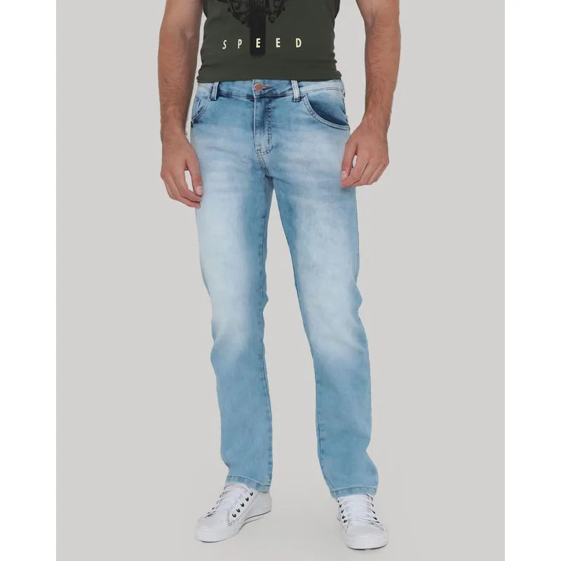 Calça Jeans Skinny Estonada Masculina Azul Claro 44