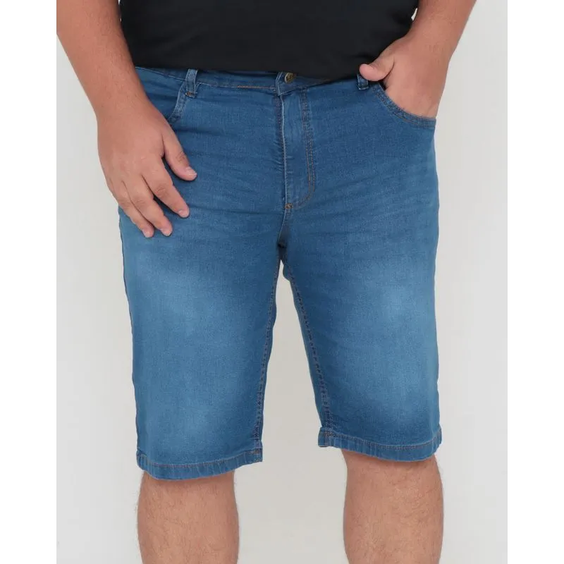 Bermuda Jeans Masculina Plus Size Azul 52