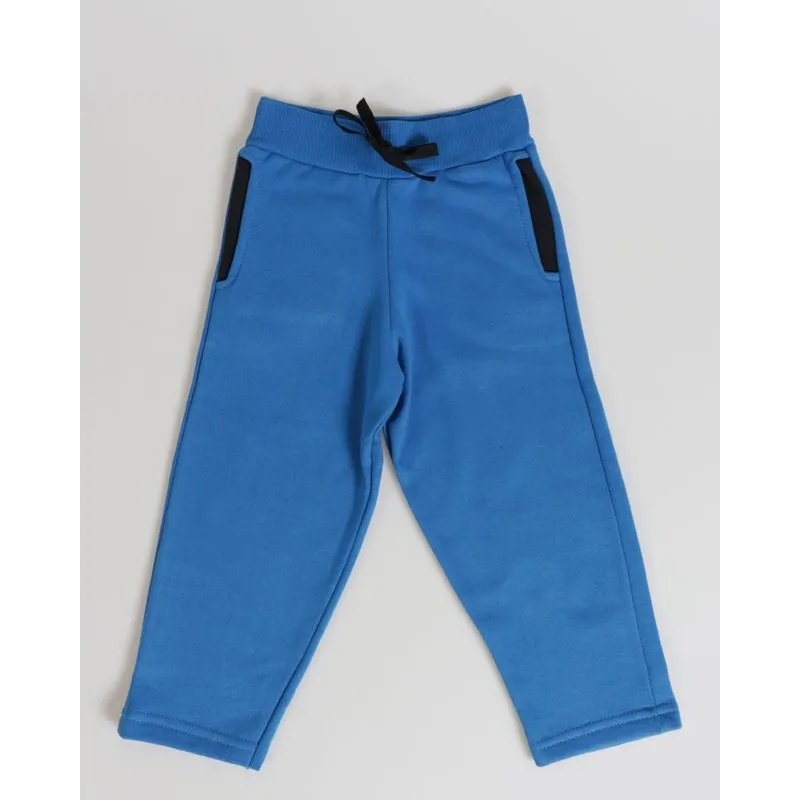 Calça Bebê Moletom Bolsos Azul 2