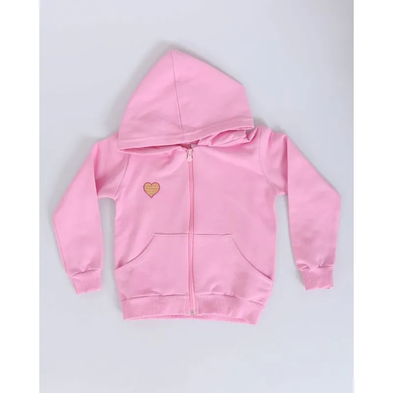 Casaco Moletom Bebê Com Coração Rosa Claro 3