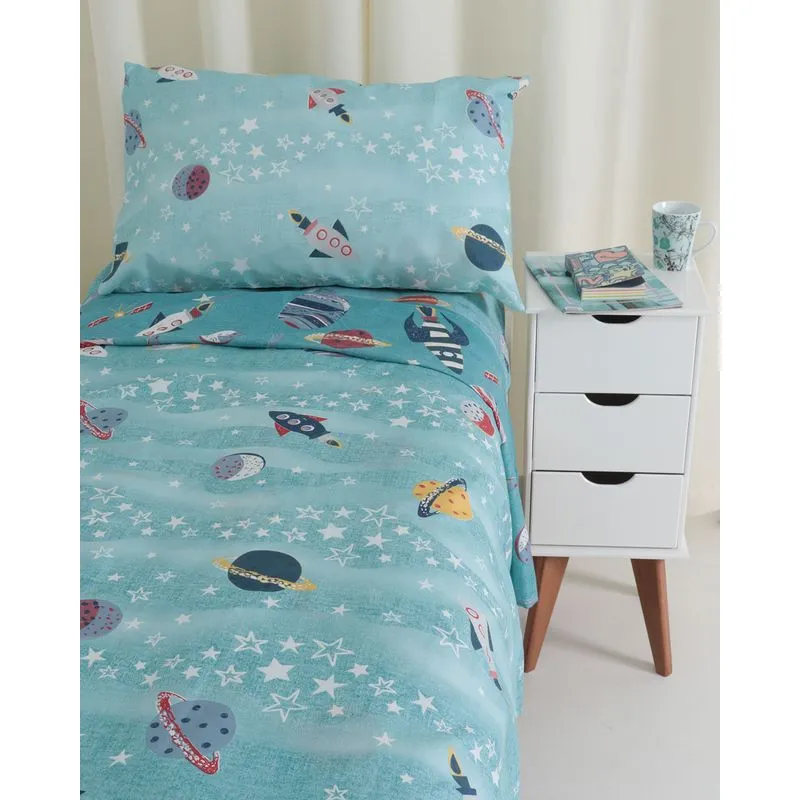 Jogo de Cama Solteiro 3 Peças Infantil Andreza Azul UN