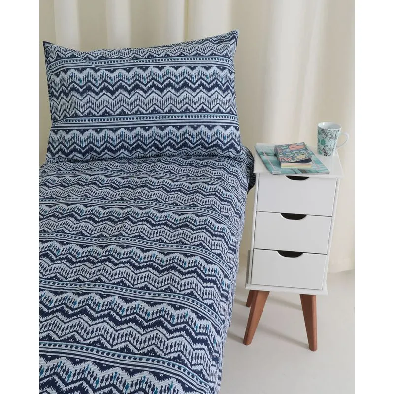 Jogo de Cama 2 Peças Solteiro Geométrica Andreza Azul UN
