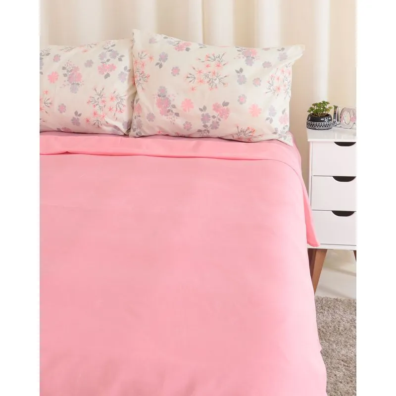 Jogo de Cama Casal 4 peças Arte e Cazza Rosa UN
