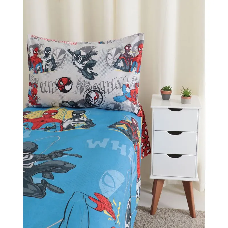 Jogo De Cama Solteiro 2 Peças Homem Aranha Marvel Lepper Azul UN