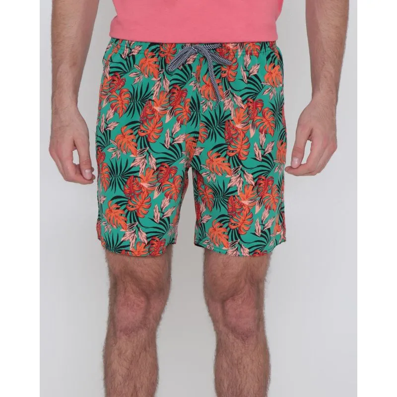 Bermuda Masculina Praia Estampa Floral Verde G