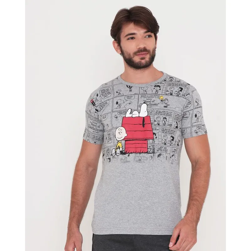 Camiseta Estampa Snooopy Gangster Cinza GG