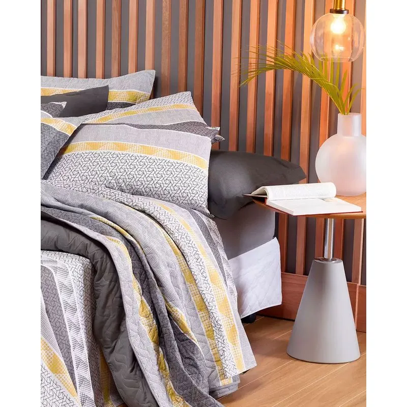 Jogo de Cama Solteiro 3 Peças Estampado Cinza UN