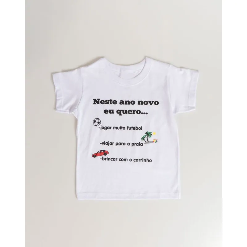 Camiseta Bebê Estampa Ano Novo Branca 2