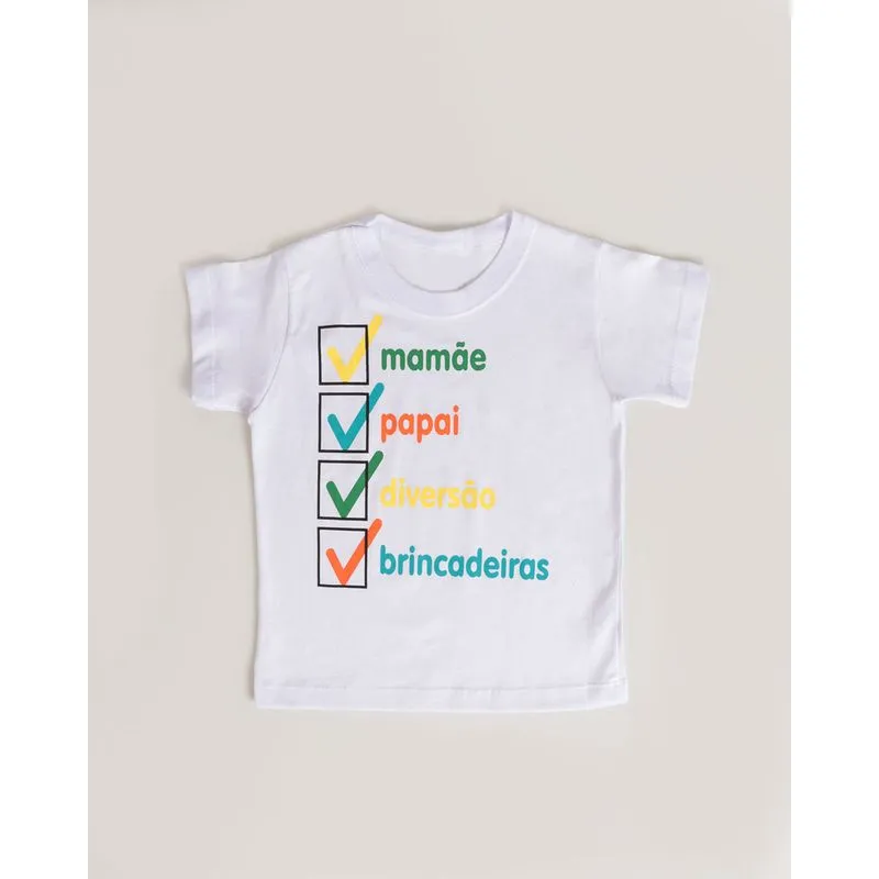 Camiseta Bebê Estampa Lista De Tarefas Branca 2