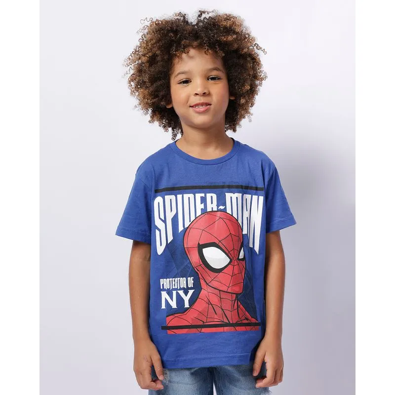 Camiseta Infantil Manga Curta Marvel Homem Aranha Azul 8