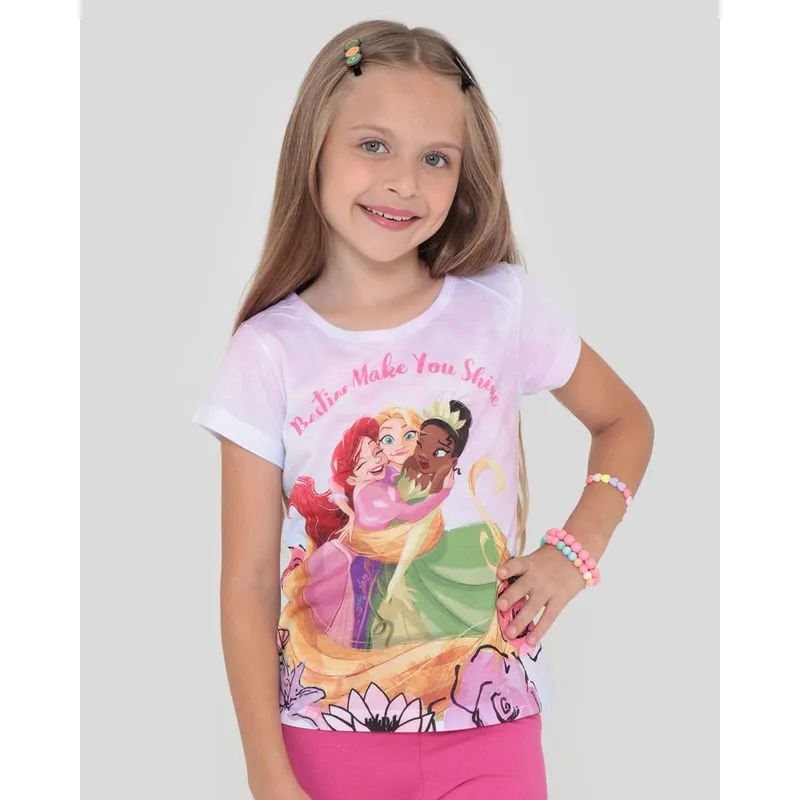 Blusa Infantil Princesas Disney Branca 8