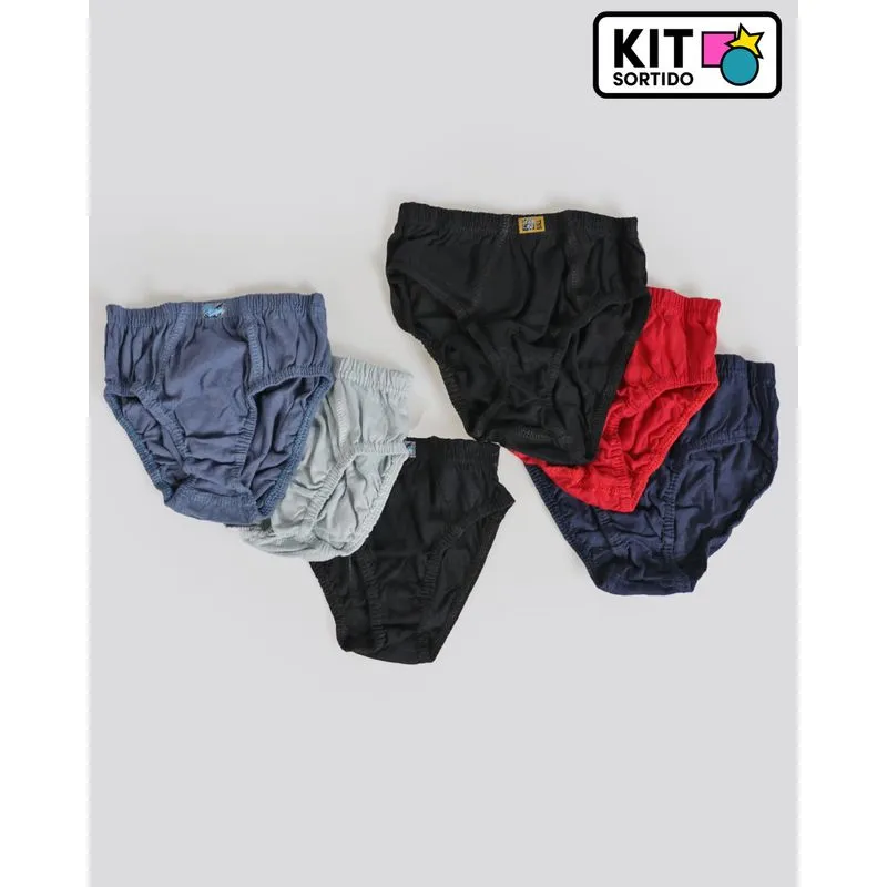 Kit 3 Cuecas Infantil Slip Tamanho 4 Cores Sortidas 1