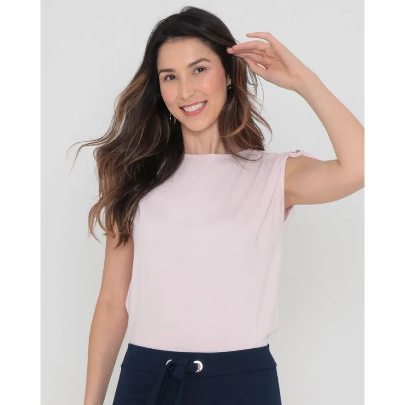 Regata Feminina Com Coulisse No Ombro Rosa Claro GG
