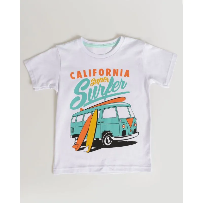 Camiseta Bebê Estampa Surfer Branca 1