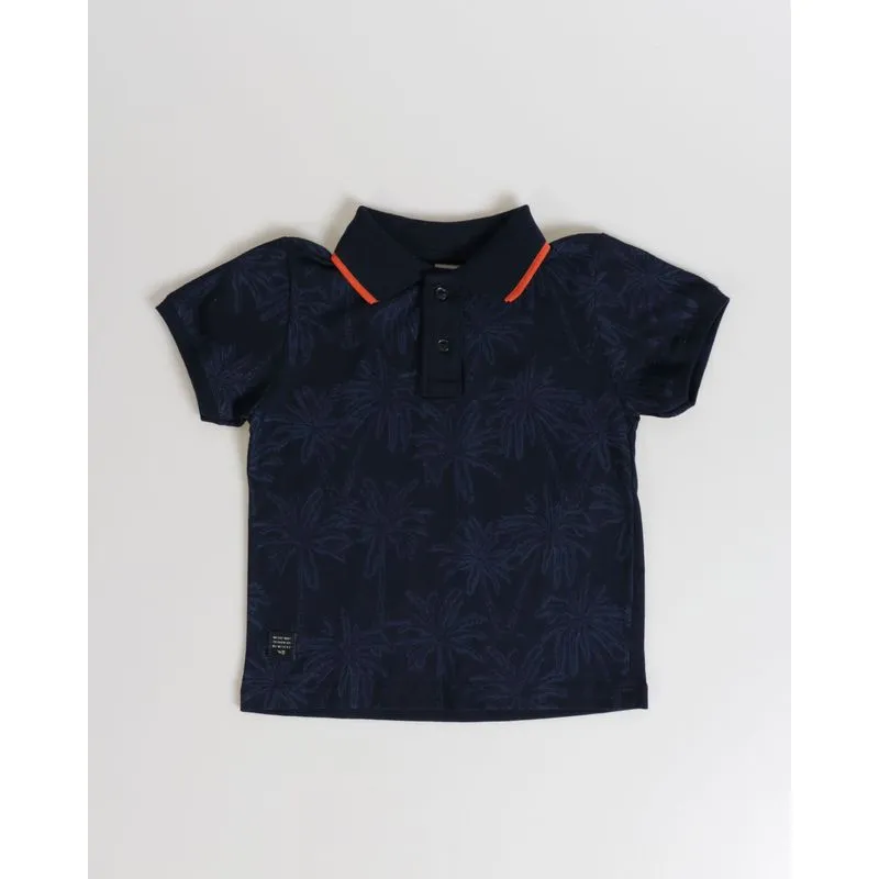 Polo Bebê Estampa Coqueiros Marinho 3
