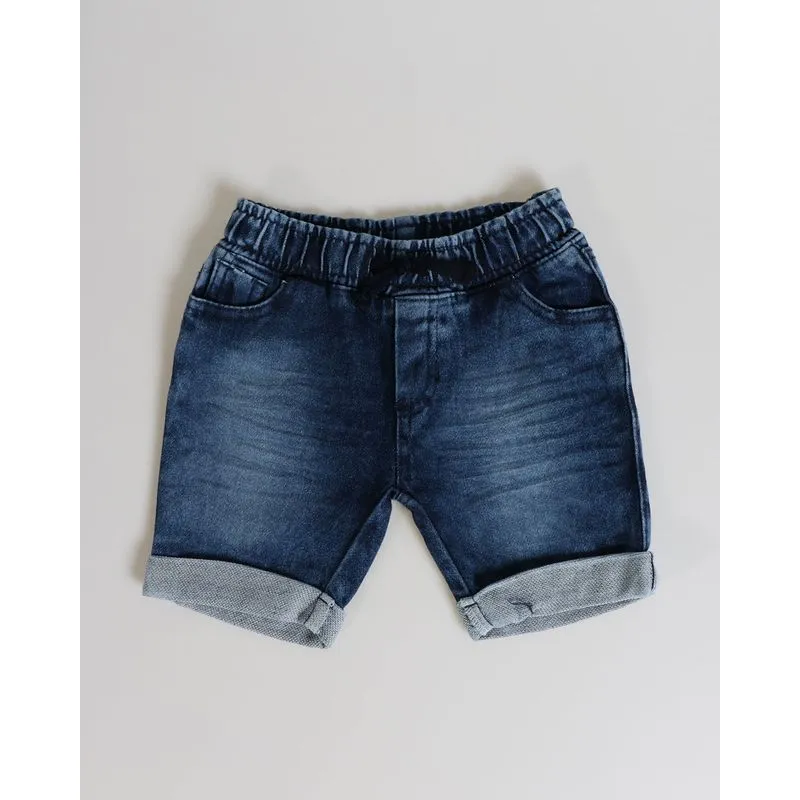 Bermuda Bebê Jeans Barra dobrada Azul 2