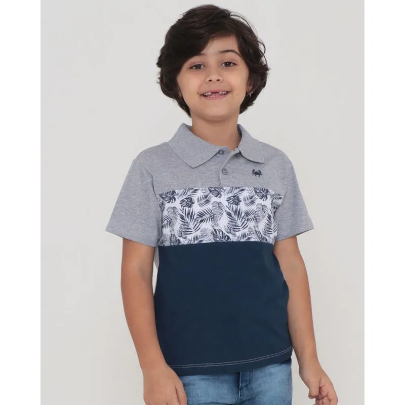 Polo Infantil Recortes Tropical Cinza Claro 4