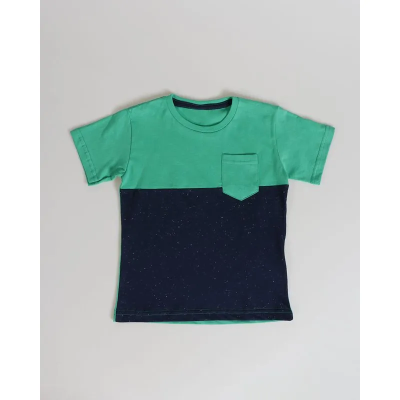 Camiseta Bebê Recorte Verde e Marinho 3
