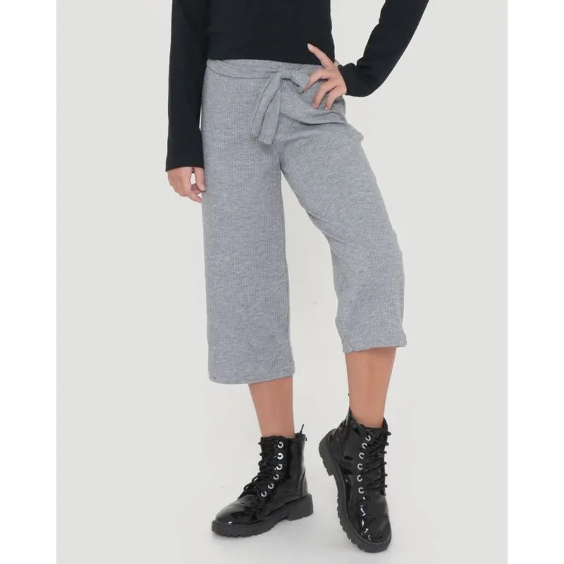 Calça Infantil Canelada Pantacourt Cinza 8