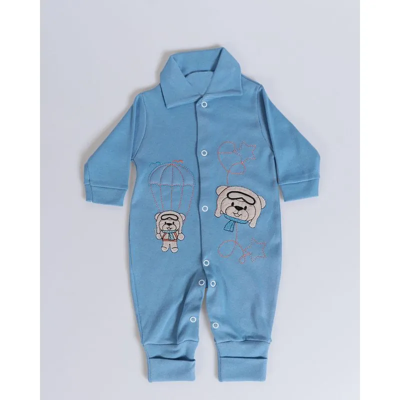 Macacão Bebê Bordado Azul M