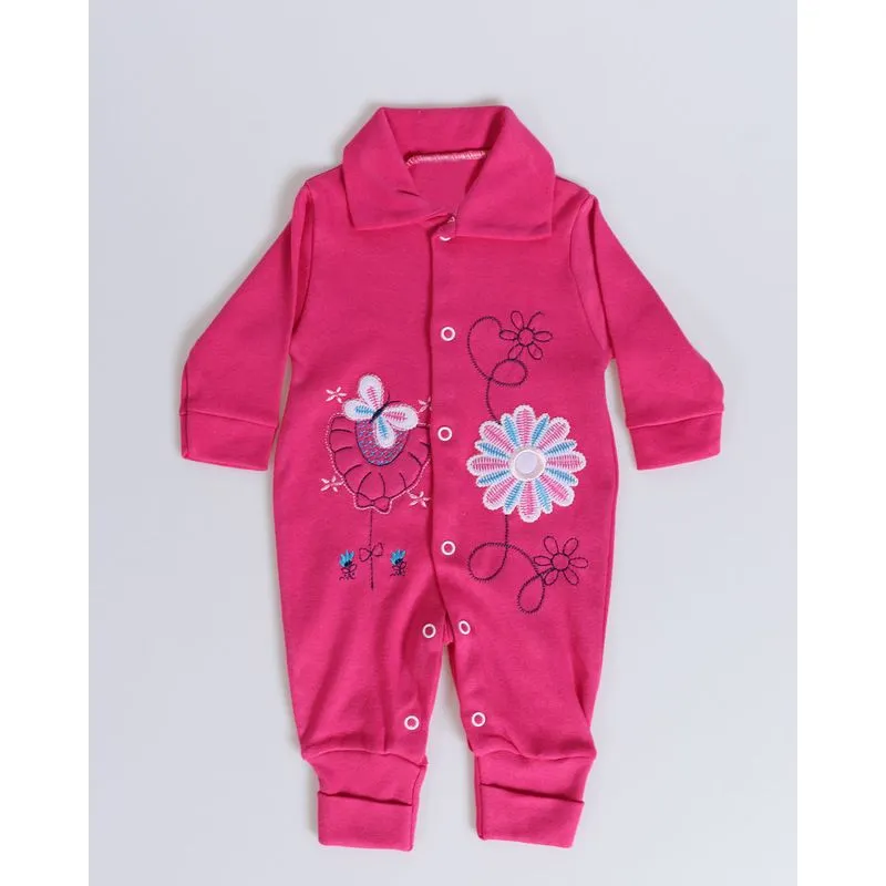 Macacão Bebê Bordado Rosa Escuro G