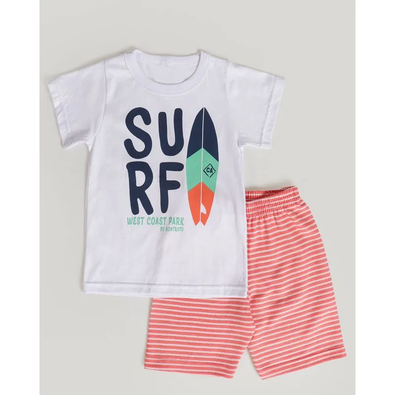 Conjunto Bebê Estampa Surf Branco 1