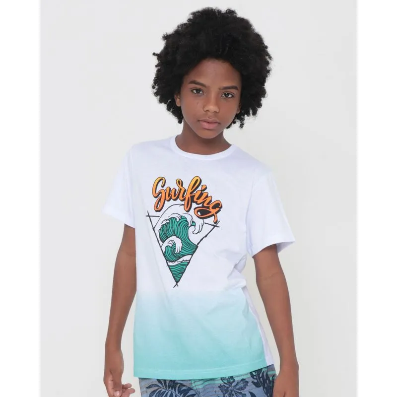 Camiseta Juvenil Estampa Surfing Branca 14