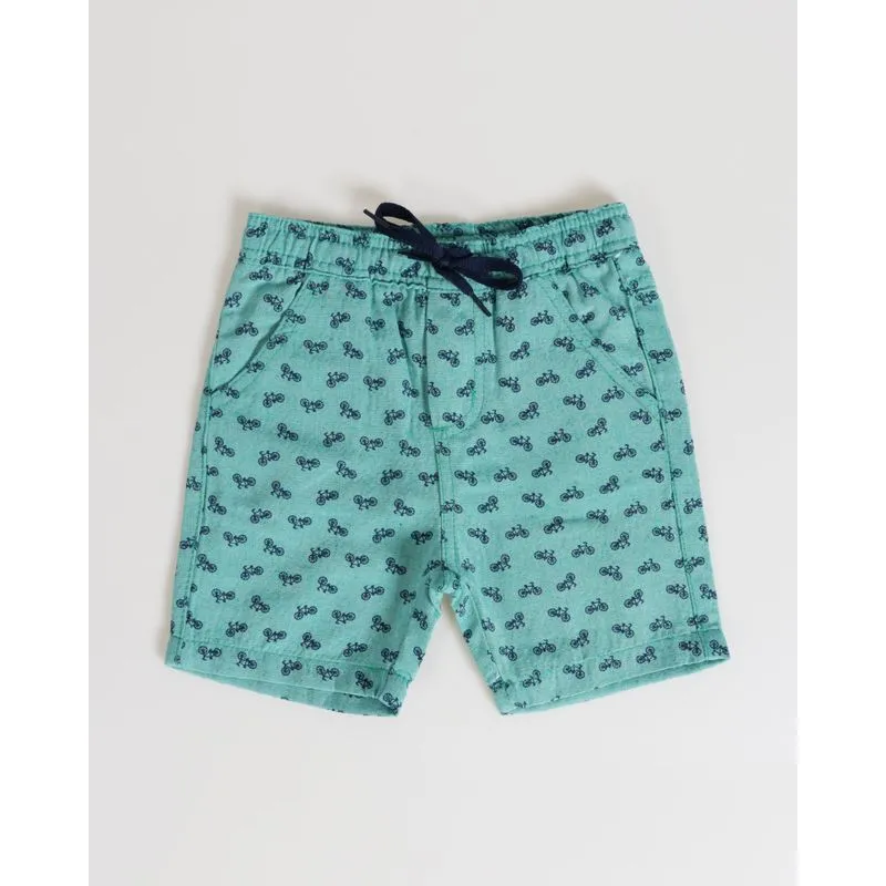 Bermuda Bebê Sarja Estampada Verde 1