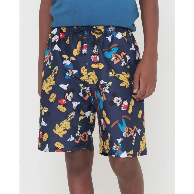 Bermuda Juvenil Mickey E Amigos Disney Azul Marinho 12