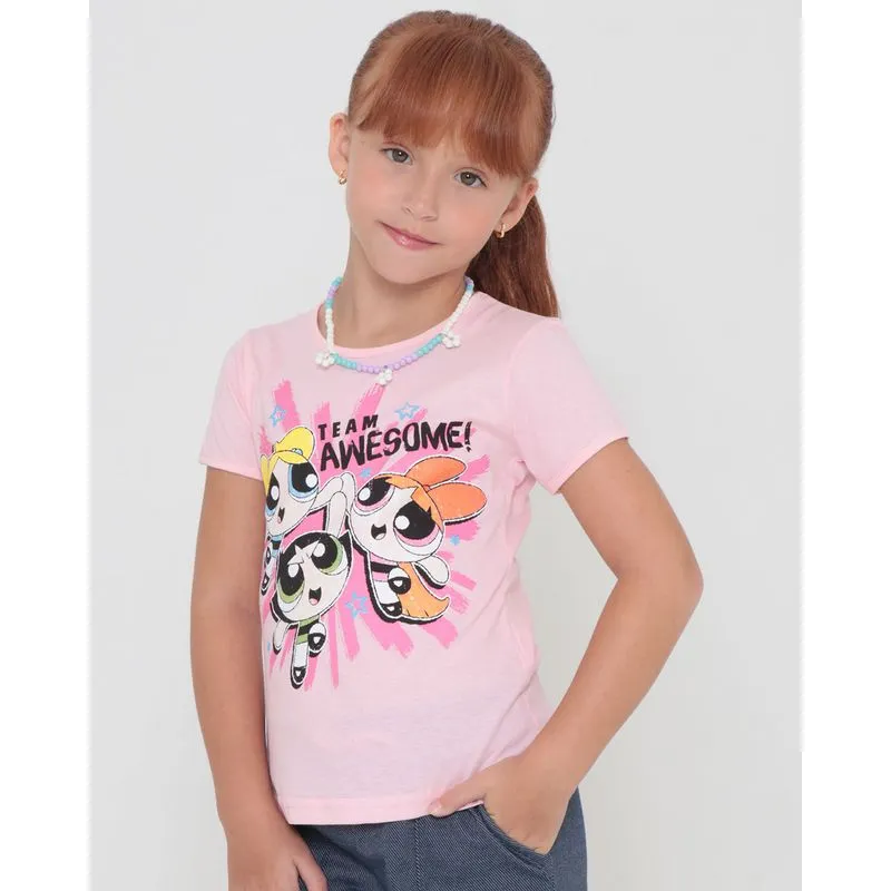 Blusa Infantil Meninas Superpoderosas Cartoon Network Rosa Claro 4