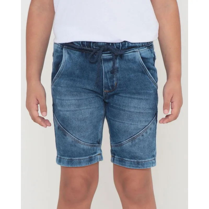 Bermuda Jeans Infantil Moletom Azul 4