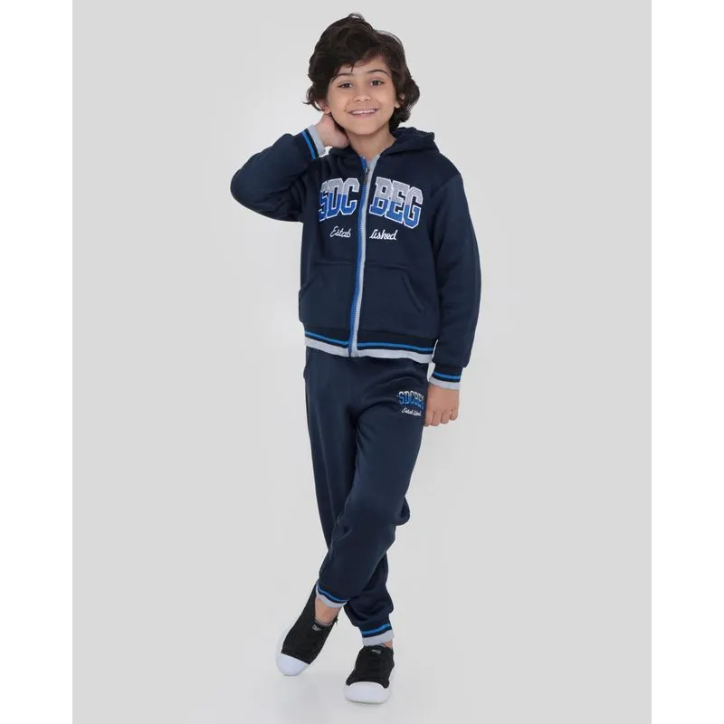 Conjunto Moletom Infantil Capuz Bordado Marinho 6