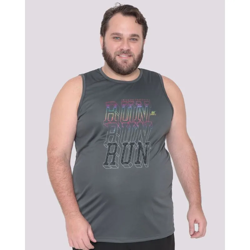 Regata Esportivo Masculina Plus Size Cinza Médio G3