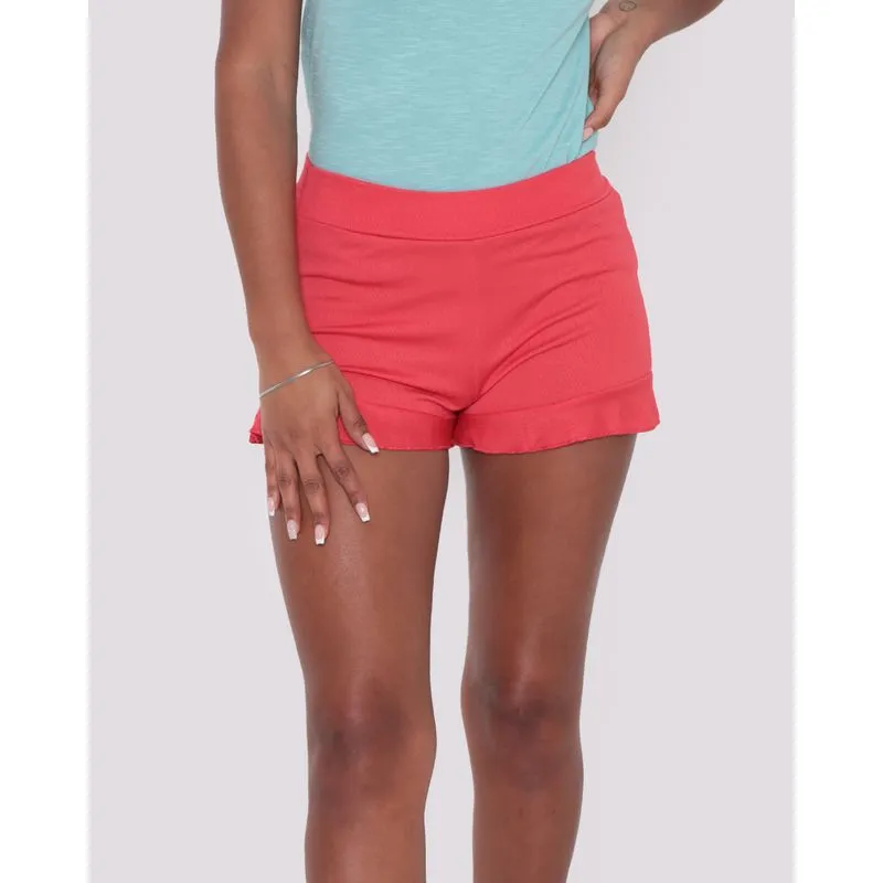 Short Feminino Babado Vermelho Claro M
