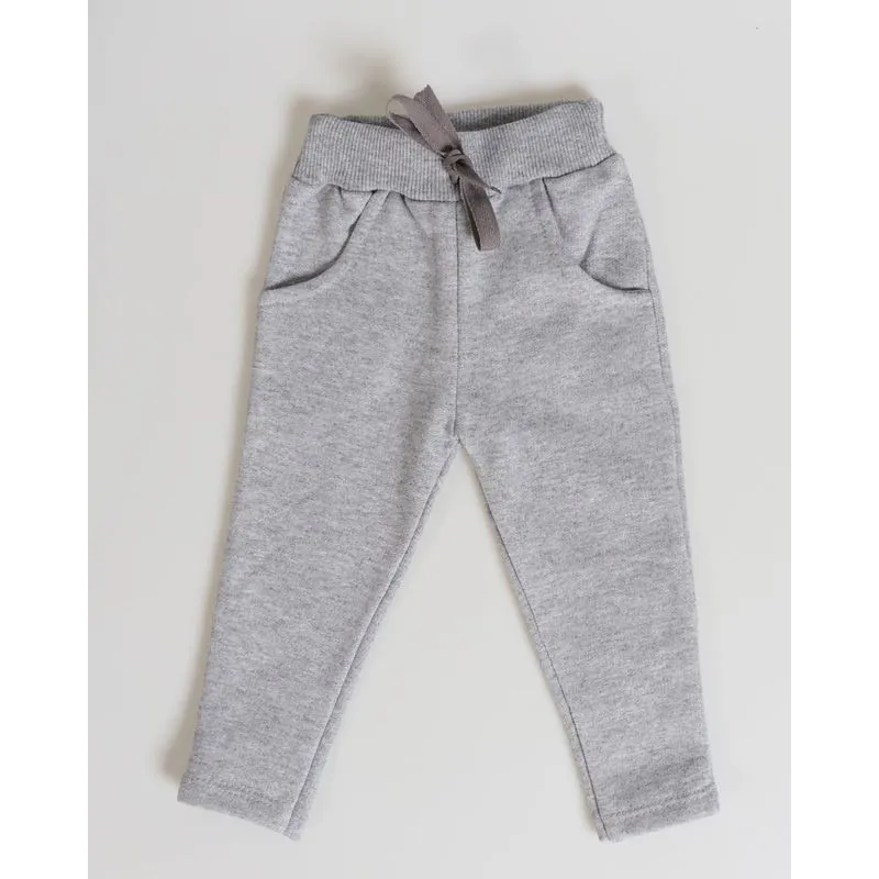 Calça Moletom Bebê Com Bolsos Cinza Claro P