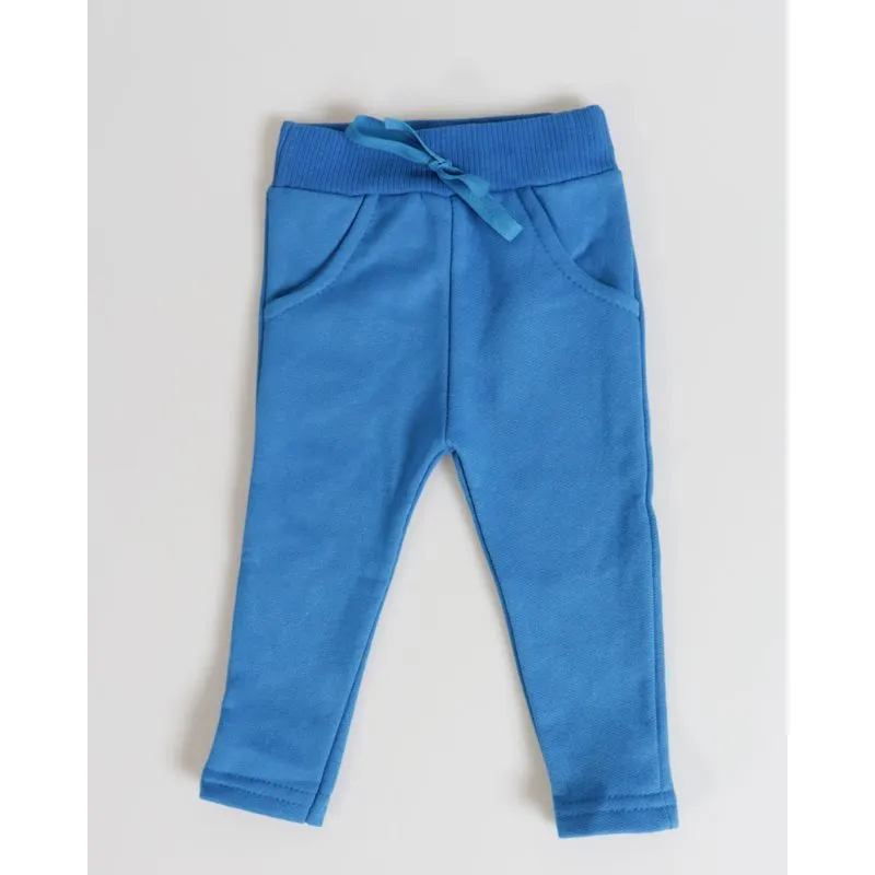 Calça Moletom Bebê Com Bolsos Azul P