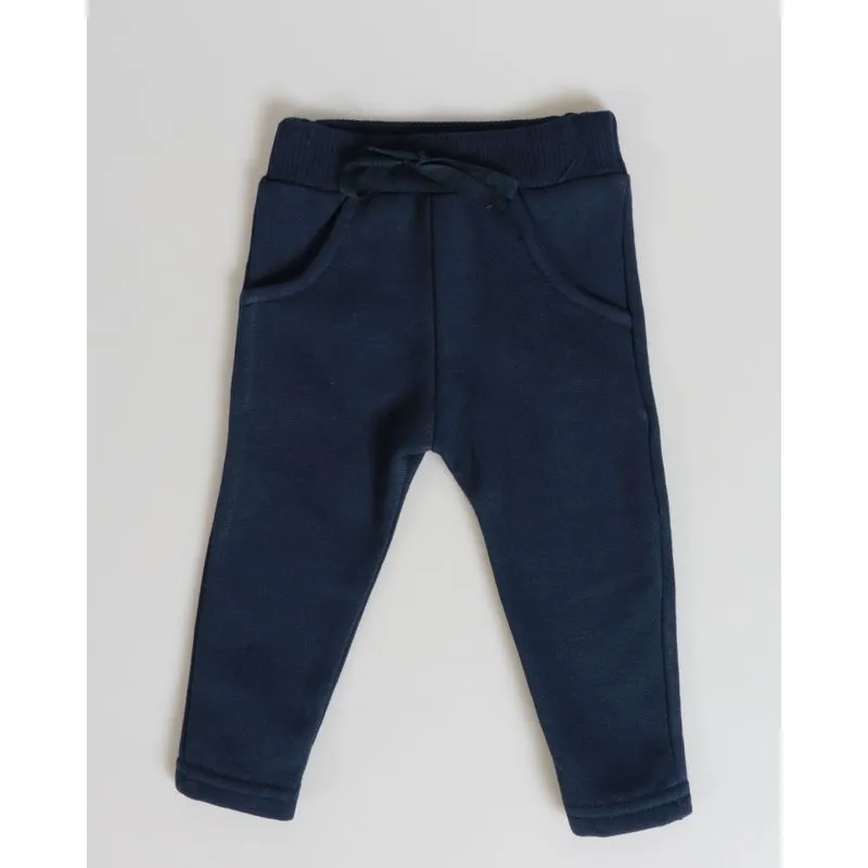Calça Moletom Bebê Com Bolsos Azul Marinho G